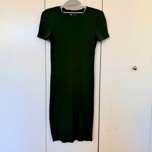 Zara Green cotton bodycon knit dress